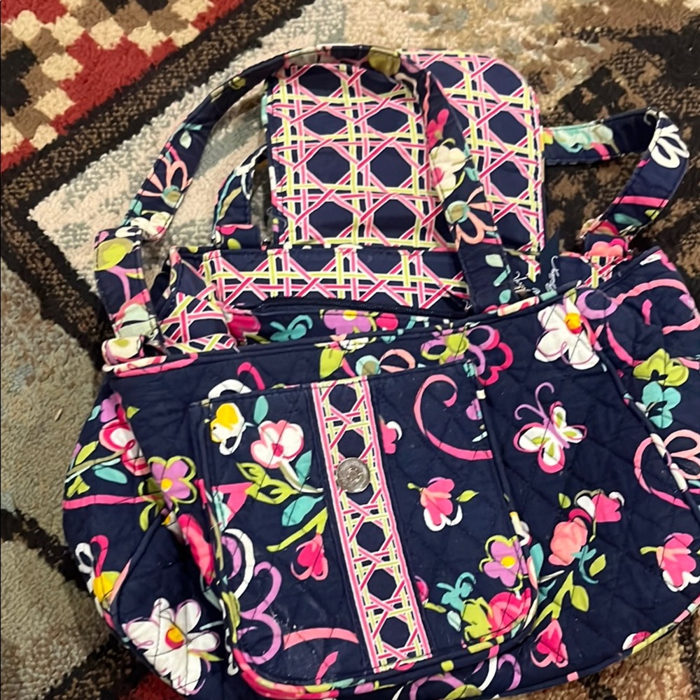 Vera Bradley Edie Satchel shoulder bag-blue ribbons